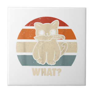 Retro What Cat Knife Meow Kitty Funny Cats Mom And Tile