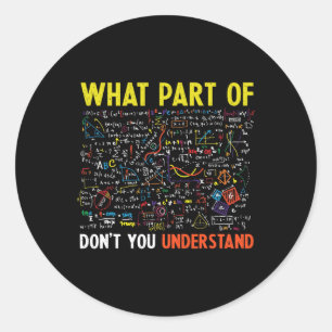 Retro What Part Of Don't You Understand Funny Math Classic Round Sticker