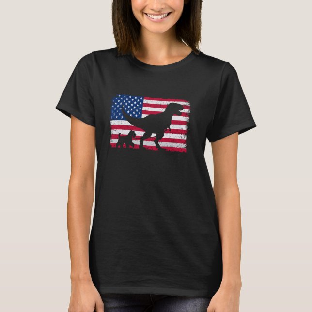 Retro Wheaten Terrier 4th of July US American Flag T-Shirt (Front)