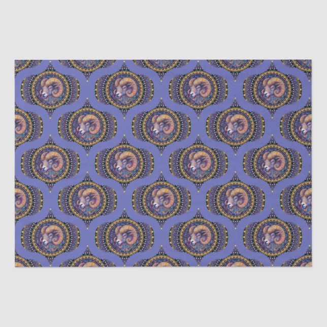 Retro Whimsical Aries Astrology Mandala Pattern Tissue Paper (Front)