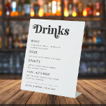 Retro Whimsical Bold Script Wedding Bar Drink Menu Pedestal Sign<br><div class="desc">This elegant drink sign would make a great addition to your wedding supplies! Easily change the text by clicking on the "personalize" option.</div>