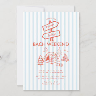Retro Whimsical Camping Bachelorette Weekend Invitation
