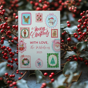Retro Whimsical Christmas Holiday Card