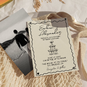 Retro Whimsical hand written wedding Invitation