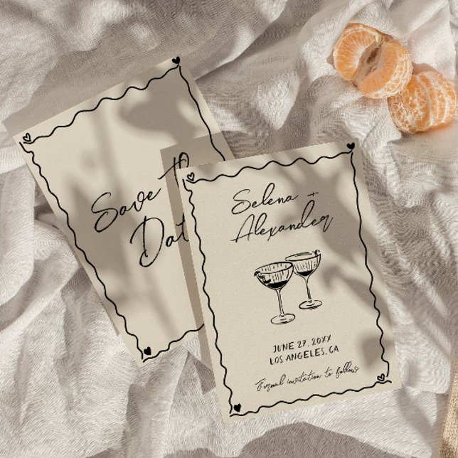 Retro Whimsical hand written wedding Save The Date (Creator Uploaded)