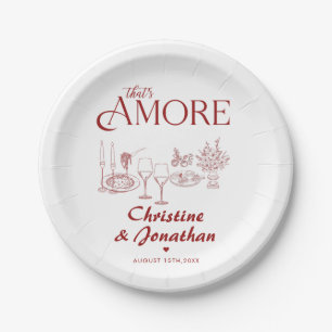 Retro Whimsical Italian Food Rehearsal Dinner Paper Plate
