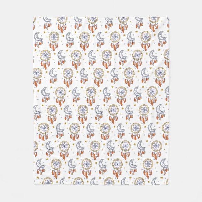 Retro Whimsical Mandala Boho Pattern  Fleece Blanket (Front)