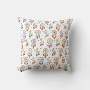 Retro Whimsical Mandala Boho Pattern Throw Pillow