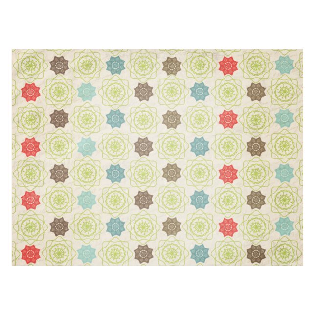 Retro Whimsical Snowflakes Tablecloth (Front (Horizontal))