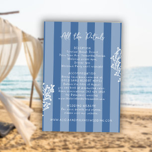 Retro whimsical striped beach wedding details  enclosure card