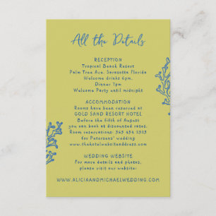 Retro whimsical summer beach wedding details  enclosure card
