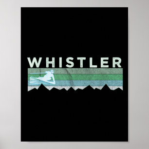 Retro Whistler Bc Canada Distressed Skiing Poster