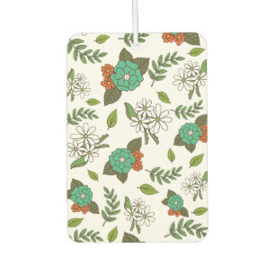 Retro White and Green Floral Air Freshener