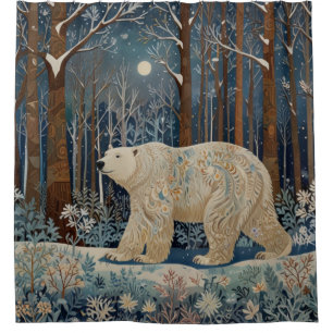 Retro white bear boho winter woodland forest