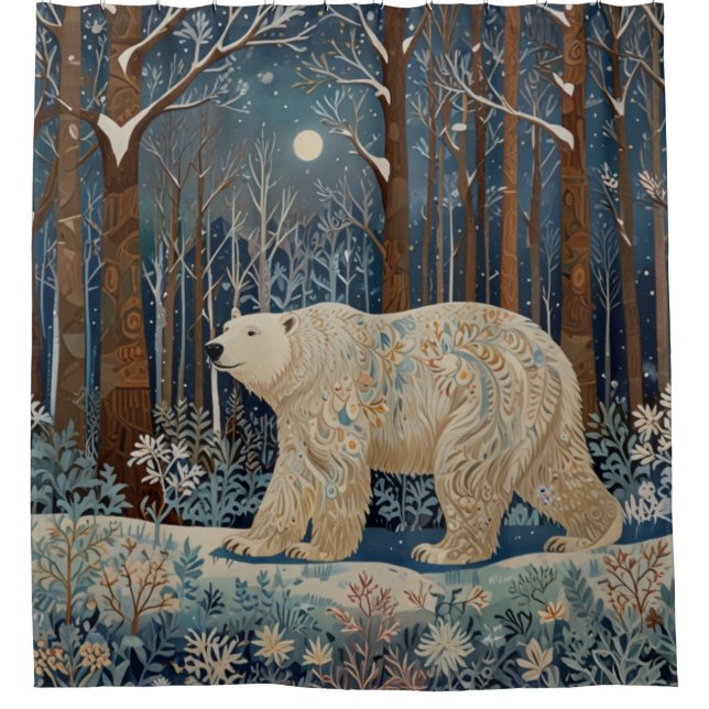 Retro white bear boho winter woodland forest (Front)