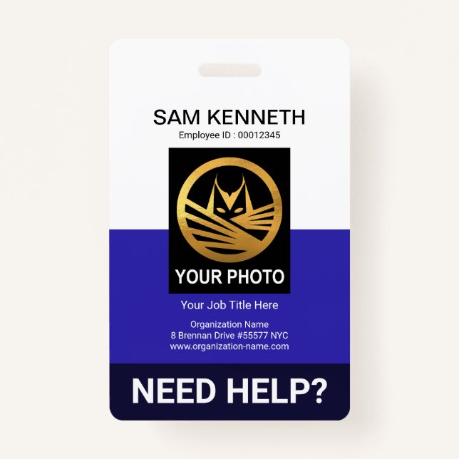 Retro White Blue Columns Medical Social Work Badge (Front)