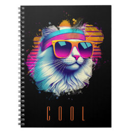 Retro White Cat with Orange Sunglasses Notebook