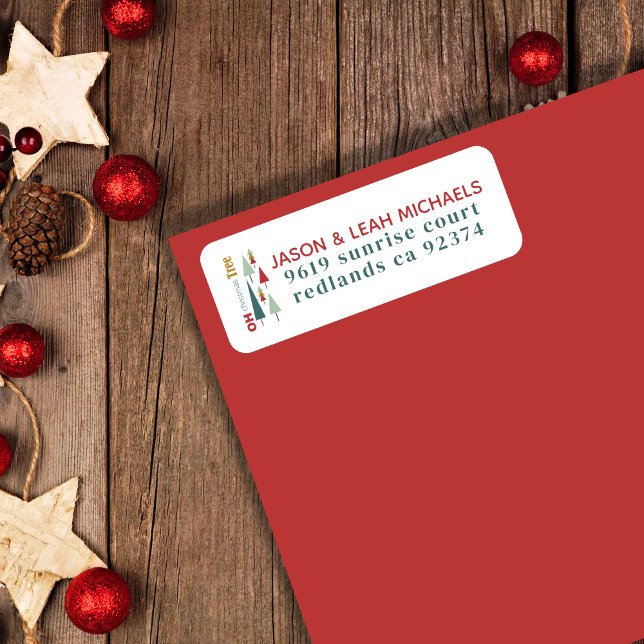 Retro White Colourful Oh Christmas Tree Address (Creator Uploaded)