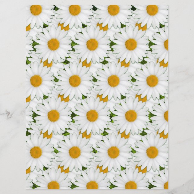 Retro White Daisies Sunny Floral Art Craft Paper (Front)