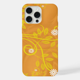 Retro White Daisy Flowers Yellow Orange iPhone 15 Pro Max Case