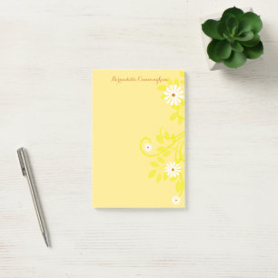 Retro White Daisy To Do List Over Yellow Template Post-it Notes