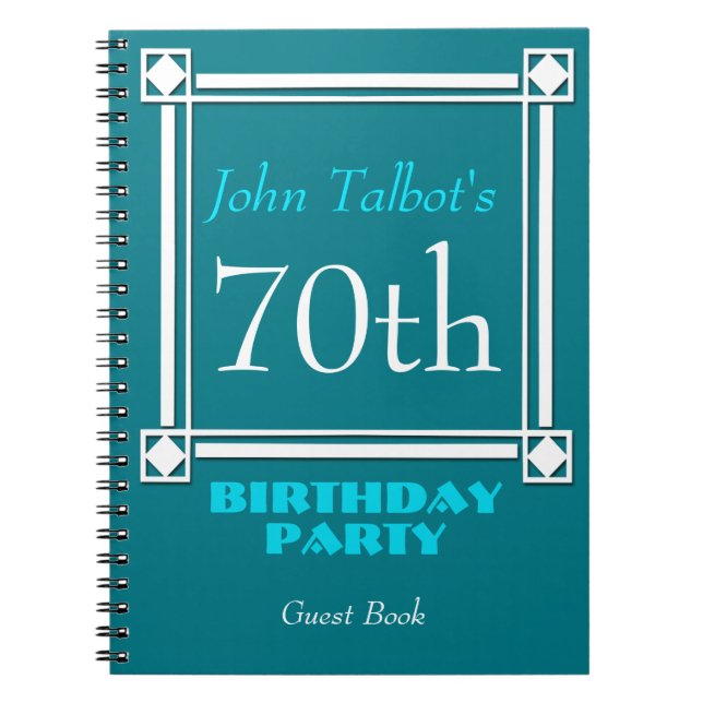 Retro White Frame 70th Birthday Guest Book (Front)