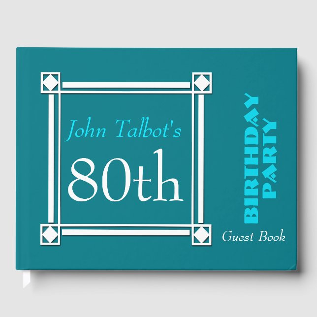 Retro White Frame 80th Birthday Guest Book (Front)