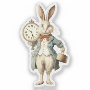 Retro White Rabbit With Pocketwatch