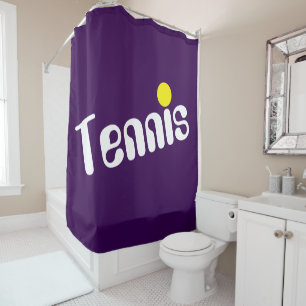 Retro White TENNIS Text Game Ball On Deep Purple