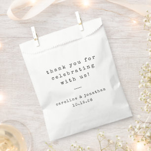 Retro White Typewriter Custom Wedding Thank You Favour Bag