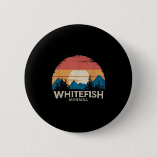 Retro Whitefish Montana Ski Lodge Winter Adventure 2 Inch Round Button