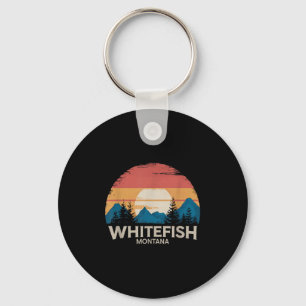 Retro Whitefish Montana Ski Lodge Winter Adventure Keychain