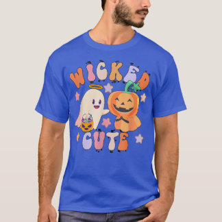Retro Wicked Cute Ghost Pumpkin Spooky Season Hall T-Shirt