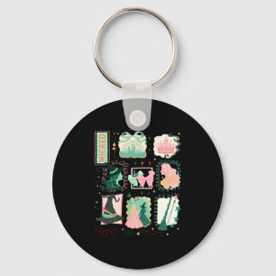 Retro Wicked Stamps Christmas Vibes Clothing Long  Keychain