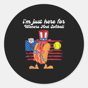Retro Wieners Hot Dog Coquette Bow,softball,4th Of Classic Round Sticker