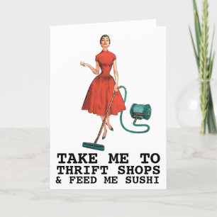 RETRO WIFE THRIFT SHOPS & SUSHI FUNNY Cards