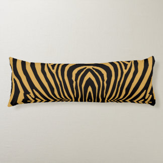 RETRO WILD ANIMAL PRINT PATTERN GOLD BLACK STRIPED BODY PILLOW