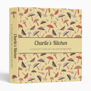 Retro Wild Mushrooms Cute Mushroom Chef Recipes Binder