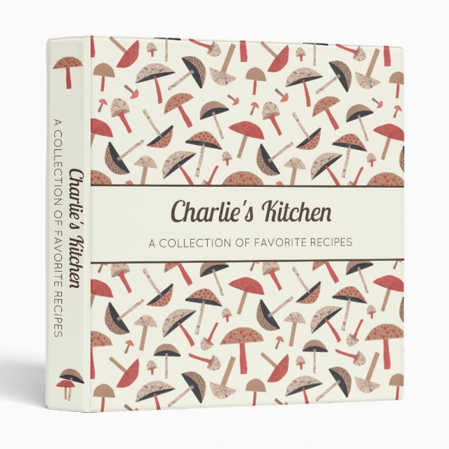Retro Wild Mushrooms Cute Mushroom Chef Recipes Binder (Front/Spine)