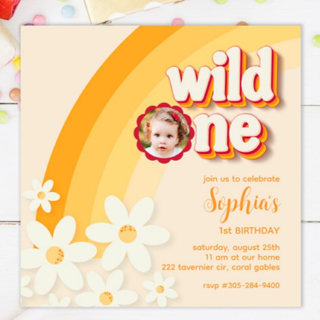 Retro "Wild One" Première Invitation photo d'anniv (Créateur téléchargé)
