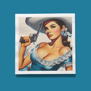 Retro Wild West Pin-up Napkin