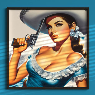 Retro Wild West Pin-up Poster
