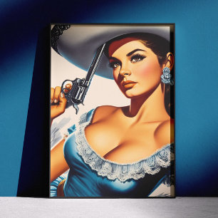 Retro Wild West Pin-up Poster