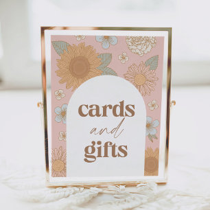Retro Wildflower Baby Shower Cards and Gifts Sign