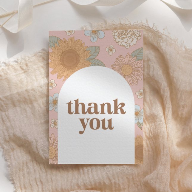 Retro Wildflower Baby Shower Thank You Card (Creator Uploaded)