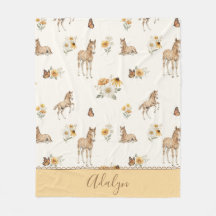 Retro Wildflower Horse and Butterfly Pattern