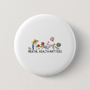 Retro Wildflower Mental Health Problems Awareness  2 Inch Round Button