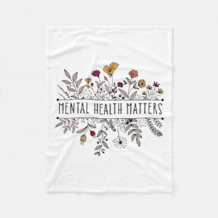 Retro Wildflower Mental Health Problems Awareness Fleece Blanket