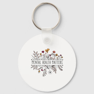 Retro Wildflower Mental Health Problems Awareness Keychain