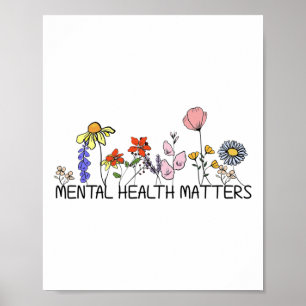 Retro Wildflower Mental Health Problems Awareness Poster